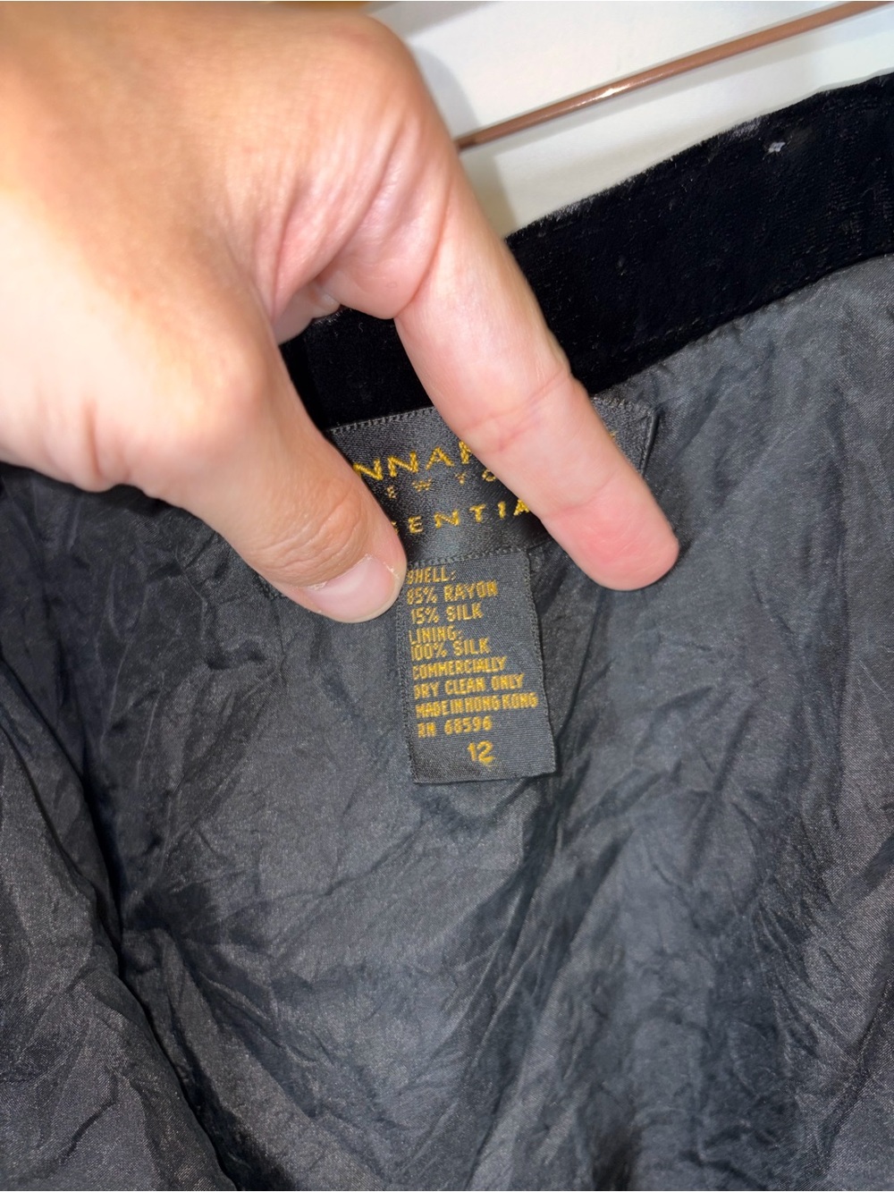 VINTAGE Donna Karan Essentials Black Velvet Long Skirt Size 4/6 High Waisted - Picture 7 of 8